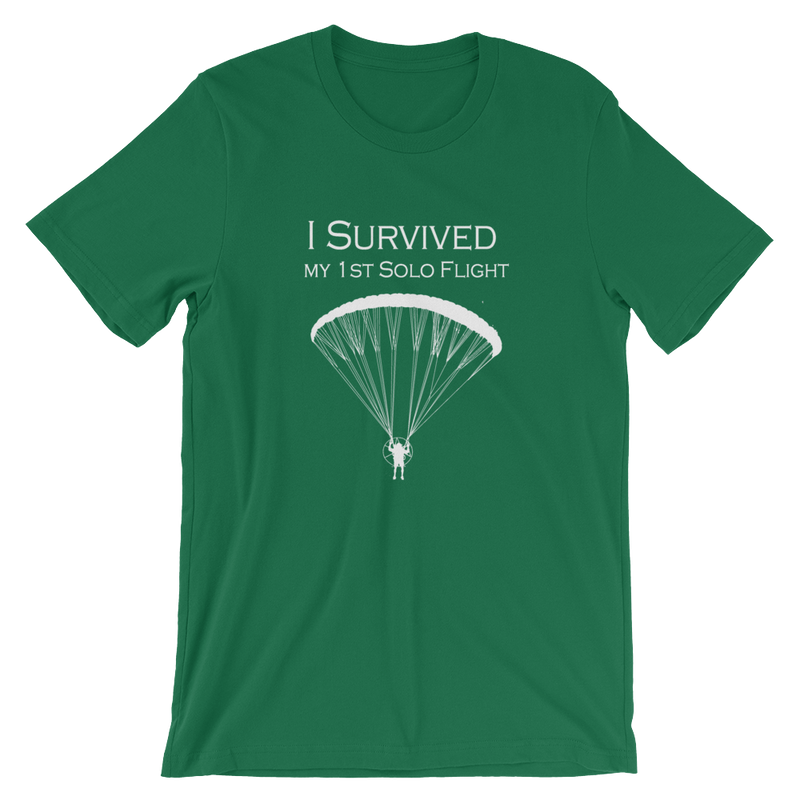 I Survived my 1st Solo Paramotor Flight (White Logo) - Short-Sleeve Unisex T-Shirt - ParAddix