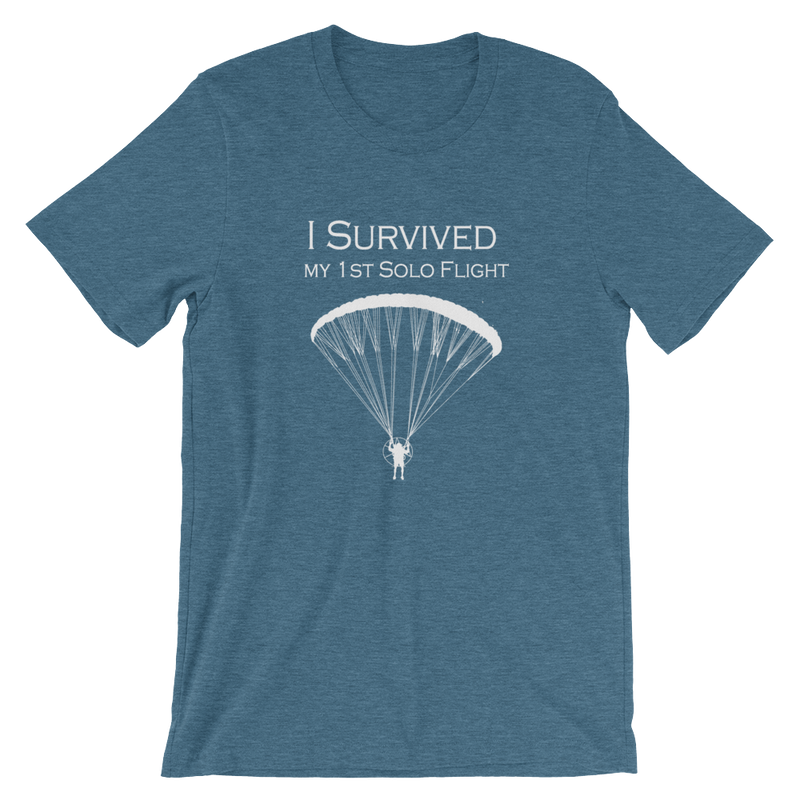 I Survived my 1st Solo Paramotor Flight (White Logo) - Short-Sleeve Unisex T-Shirt - ParAddix