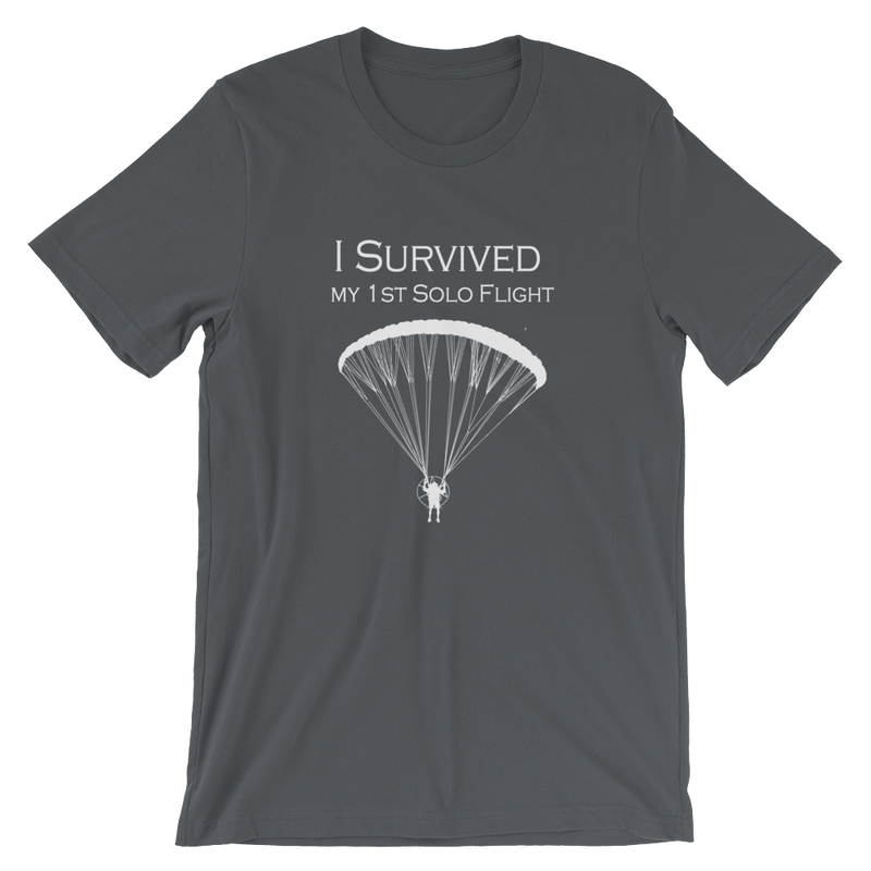 I Survived my 1st Solo Paramotor Flight (White Logo) - Short-Sleeve Unisex T-Shirt - ParAddix