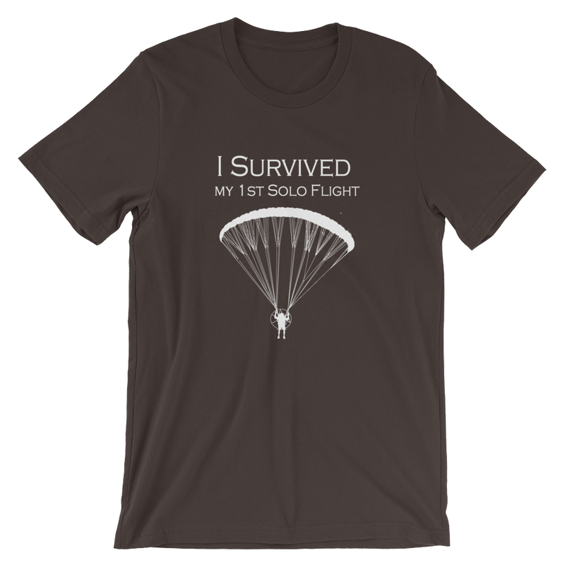 I Survived my 1st Solo Paramotor Flight (White Logo) - Short-Sleeve Unisex T-Shirt - ParAddix