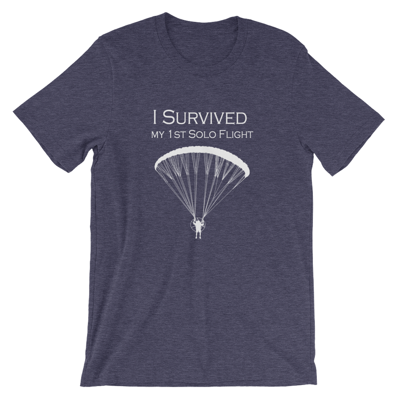 I Survived my 1st Solo Paramotor Flight (White Logo) - Short-Sleeve Unisex T-Shirt - ParAddix