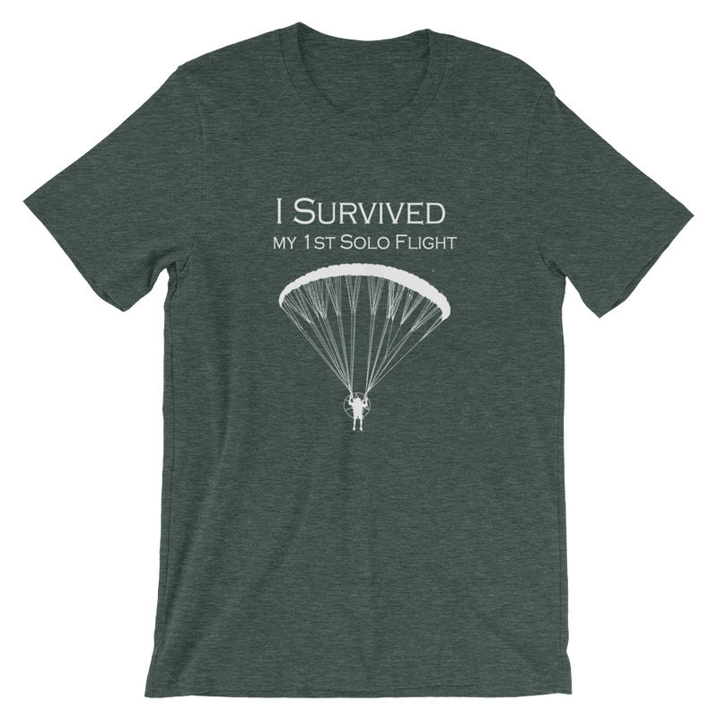 I Survived my 1st Solo Paramotor Flight (White Logo) - Short-Sleeve Unisex T-Shirt - ParAddix